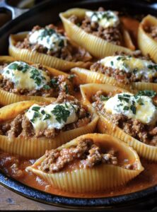 Beef-Stuffed Shells with Creamy Ricotta Filling