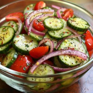 Marinated Cucumber, Onion, and Tomato Salad 