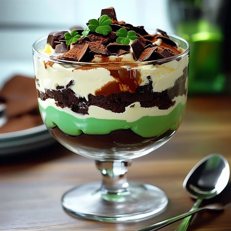 St. Patrick’s Day Brownie Trifle