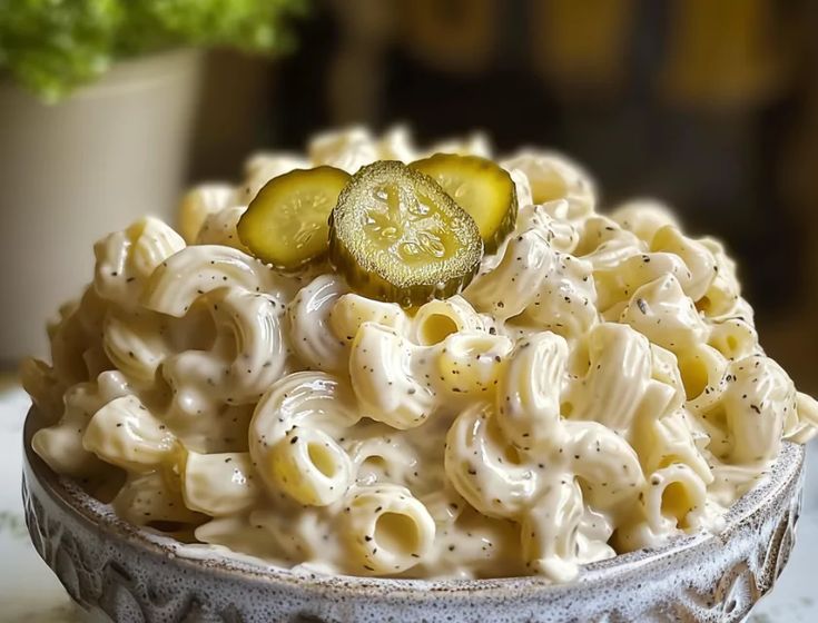 Classic Dill Pickle Macaroni Salad