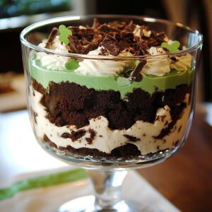 St. Patrick’s Day Brownie Trifle