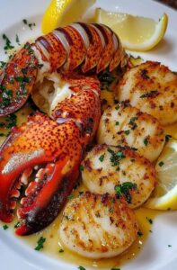 GARLIC BUTTER LOBSTER AND SCALLOPS