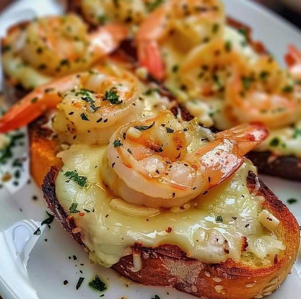 Cheesy Garlic Bread Shrimp Grilled cheese