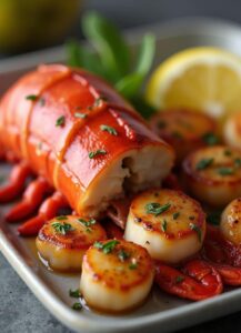 GARLIC BUTTER LOBSTER AND SCALLOPS