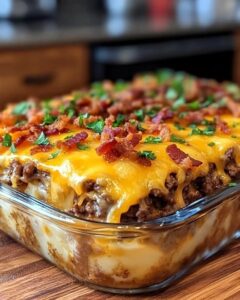 Loaded Mashed Potato Meatloaf Casserole