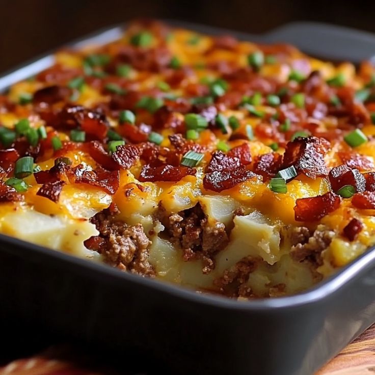 Loaded Mashed Potato Meatloaf Casserole