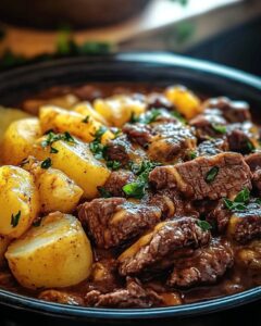 Crockpot Loaded Steak and Potato Bake